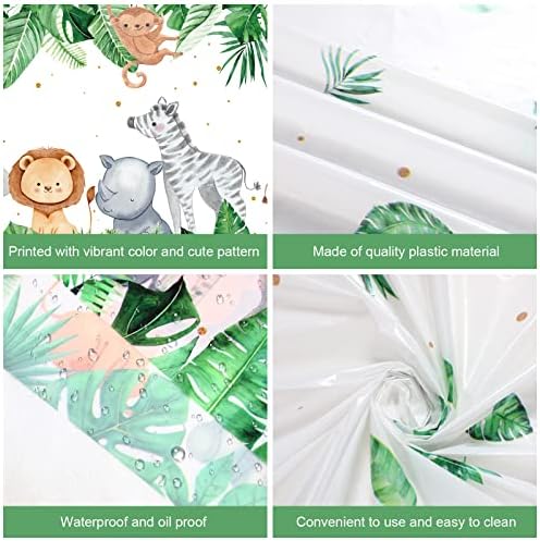 Jungle Safari Tablecloth 3pcs Sage Green Animal Print For Parties