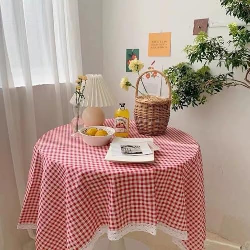 Kids Table Cloths 71 x 51 Inch Red Cotton Linen Square Cover