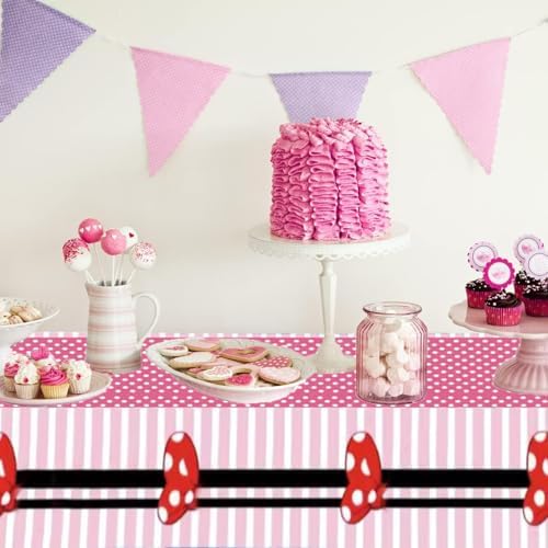 3pc Pink Mouse Tablecloth for Birthday Party Decorations
