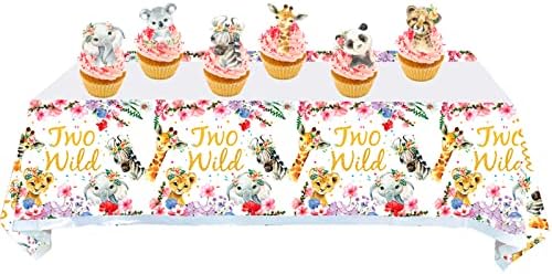 2 Pack Two Wild Themed Tablecloths for Birthday Party