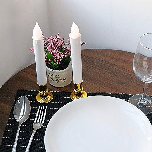 Wondise White Flameless Taper Candles with Remote and Timer Set of 8