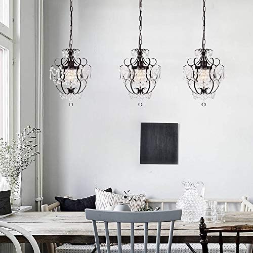 Bronze Chandelier with Acrylic Crystals 1 Light Fixture