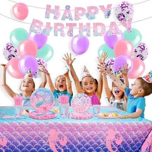 3Pcs Mermaid Birthday Tablecloths 54x108 Inch