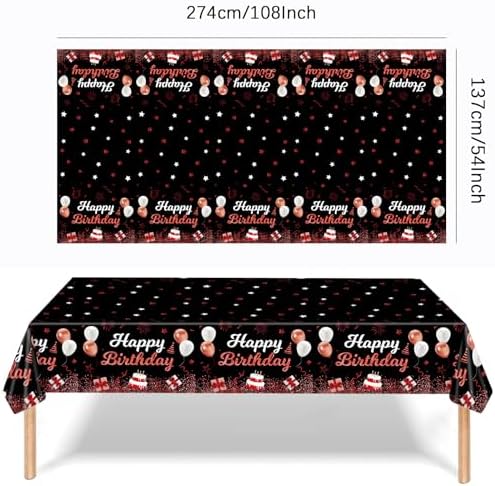 MRJ Black and Red Stars Tablecloths 3 Pack Birthday Decorations