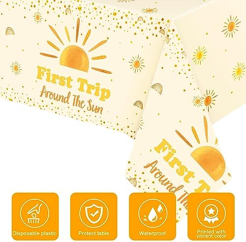 3 Piece Boho Sun Tablecloths for Birthday Party Decor
