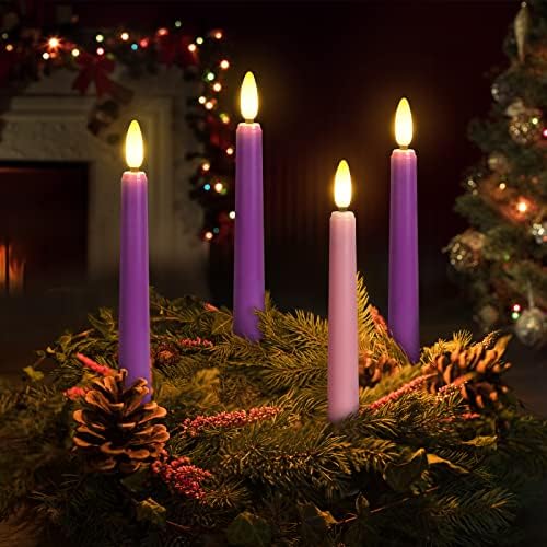 79 Inch Flameless Advent Candles Set of 4 3 Purple 1 Pink