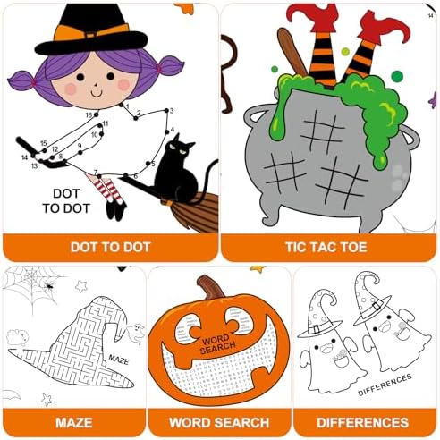 Faccito 3 Pcs Halloween Coloring Tablecloth with Crayons