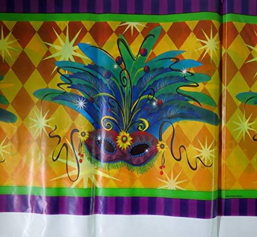 Masquerade Printed Plastic Tablecover Mardi Gras Party