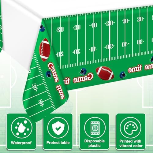 BOXOB Football Tablecloth 54x108 Inch Touchdown Party Decor