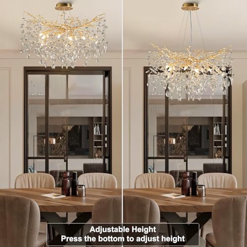 YUYI 30 Inch Gold Tree Branch Chandelier 10 Lights