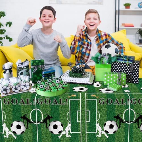 3Pcs Soccer Themed Tablecloth Set for Parties
