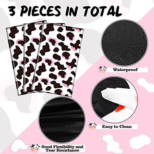 3 Pcs Pink Cowgirl Farm Animal Print Tablecloth for Kids Birthday Party