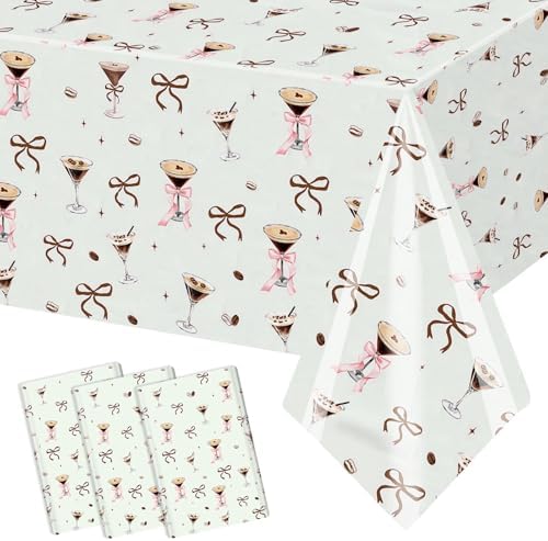 3 Pcs Espresso Martini Themed Disposable Tablecloths