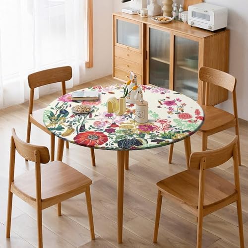 Outdoor Round Fitted Tablecloth with Elastic Edge 1