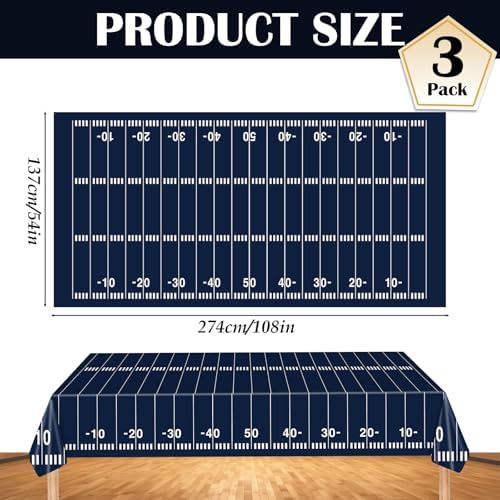 3 Pack Football Themed Tablecloths for Game Day