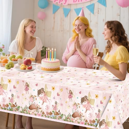 3 PCS Construction Tablecloth 108x54 Inch Pink