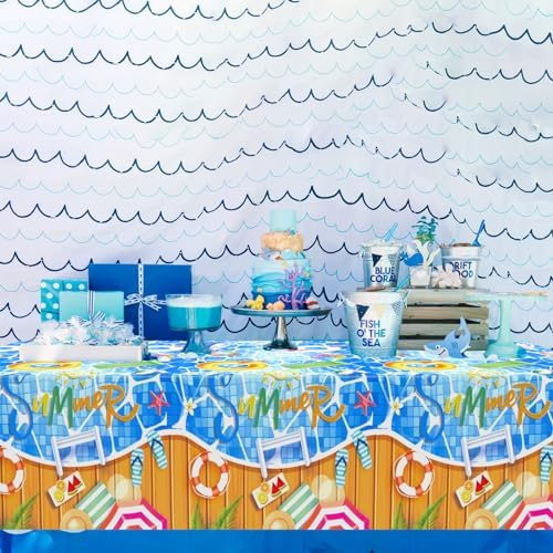 3 Piece Pool Party Plastic Tablecloths 54x108 Inch