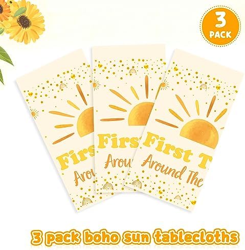3 Piece Boho Sun Tablecloths for Birthday Party Decor