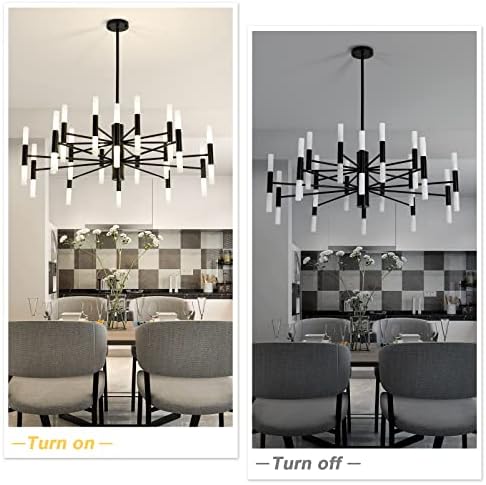 Black Farmhouse Chandelier with 40 Lights 393 Inch Round Industrial Pendant Light