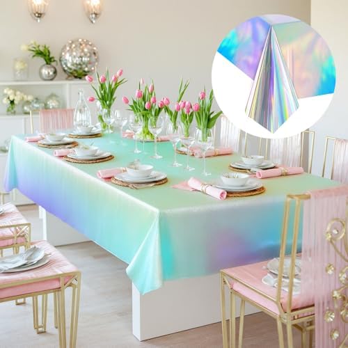 2 Pcs Iridescent Tablecloths 54x108 Party Covers