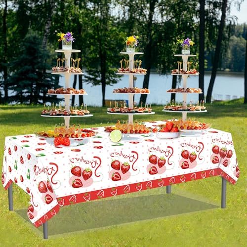 Strawberries Themed 2 Pcs Tablecloth 54x87In
