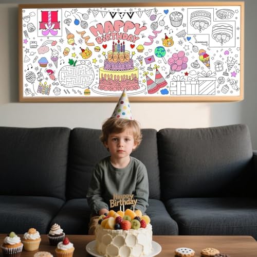 Birthday Party Giant Coloring Poster for Kids