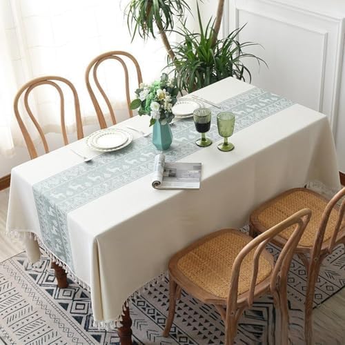 Kids Table Cloth 87x55inch Christmas Reindeer Fringe Table Cover