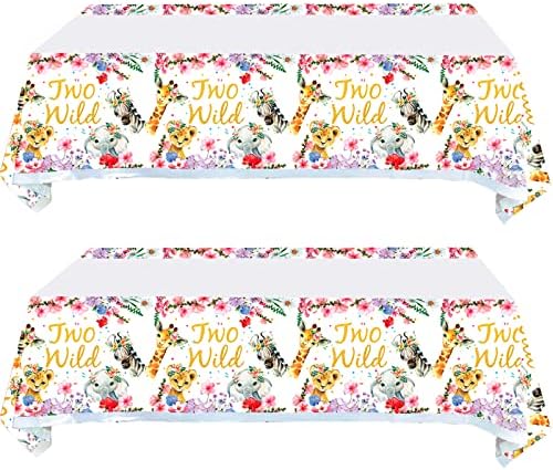 2 Pack Two Wild Themed Tablecloths for Birthday Party