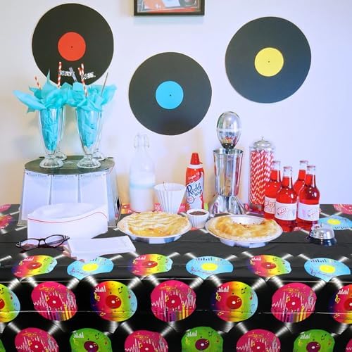 4 Pack 1950s Record Themed Tablecloths