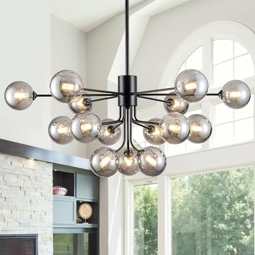 15 Light Sputnik Chandelier Black Modern Ceiling Light Fixture