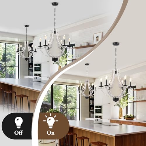 6-Light Farmhouse Chandelier with Adjustable Height