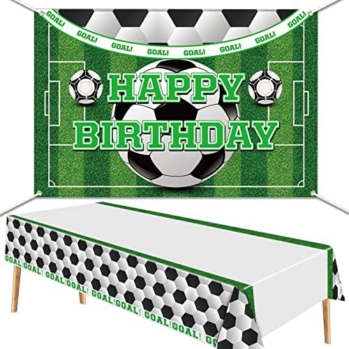 Soccer Birthday Backdrop and Tablecloth Set