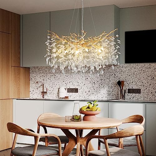YUYI 30 Inch Gold Tree Branch Chandelier 10 Lights