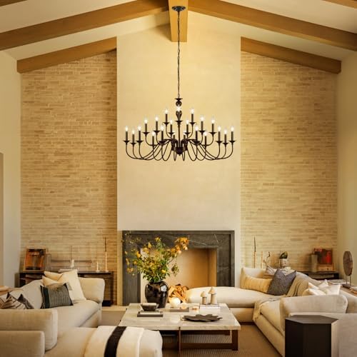 Black 21 Light Farmhouse Chandelier for Dining Room