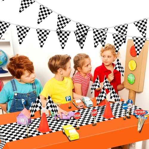 Irenare 3 Sheet Racing Car Table Runner Decorations