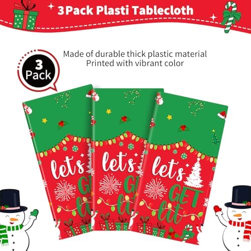 3Pcs Lets Get Lit Christmas Party Decorations Tableware Set