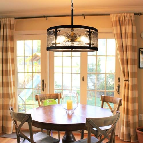 20 Black Drum Chandelier with 5 Lights