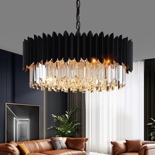 Black Crystal Chandelier with 5-Tier Design