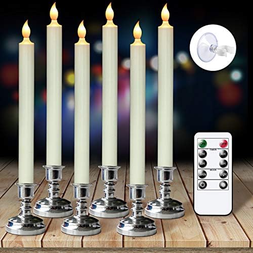 Eldnacele Flameless LED Taper Candles with Remote Timer Set of 6