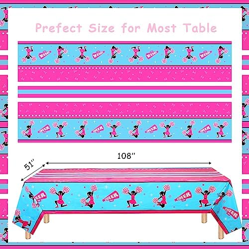 JOYMEMO 3 Pack Cheerleading Tablecloths Hot Pink Blue