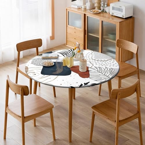 Outdoor Round Fitted Tablecloth with Elastic Edge