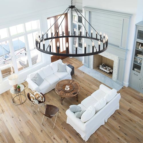 53 Inch 30 Light Farmhouse Wagon Wheel Chandelier