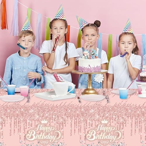 Egami 2pcs Pink and Silver Birthday Tablecloth