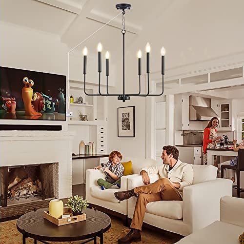 HOXIYA 256 Inch Dimmable Plug In Chandelier with 6 Lights