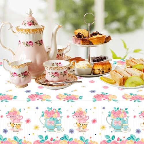 PHOGARY 2 Piece Floral Tablecloth for Party Decor