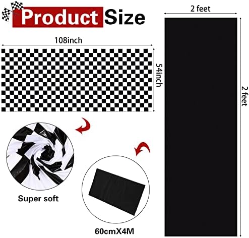 Tallew 6 Pcs Checkered Car Party Supplies Tablecloth Set