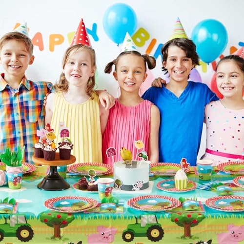 WERNNSAI 2 PCS Farm Table Cloth for Kids Party