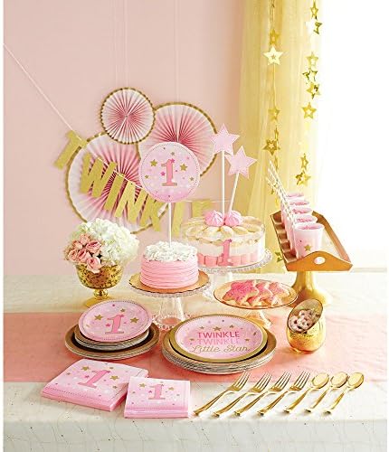 Creative Converting One Little Star Girl Tablecover 54x102 Pink Gold Pack of 2