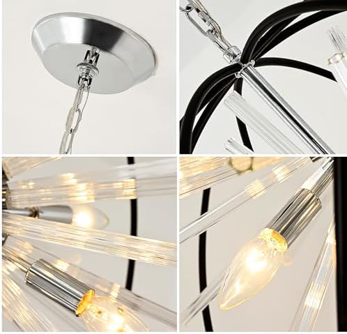 Vezzio 12 Light Crystal Sputnik Chandelier for Foyer Entryway Dining Room