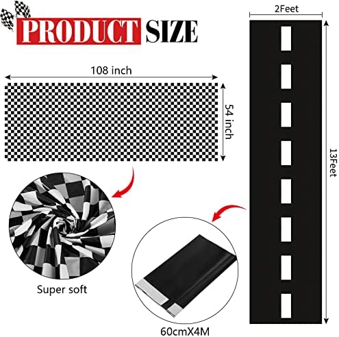 Tallew Checkered Car Party Tablecloth Set 12 Pcs